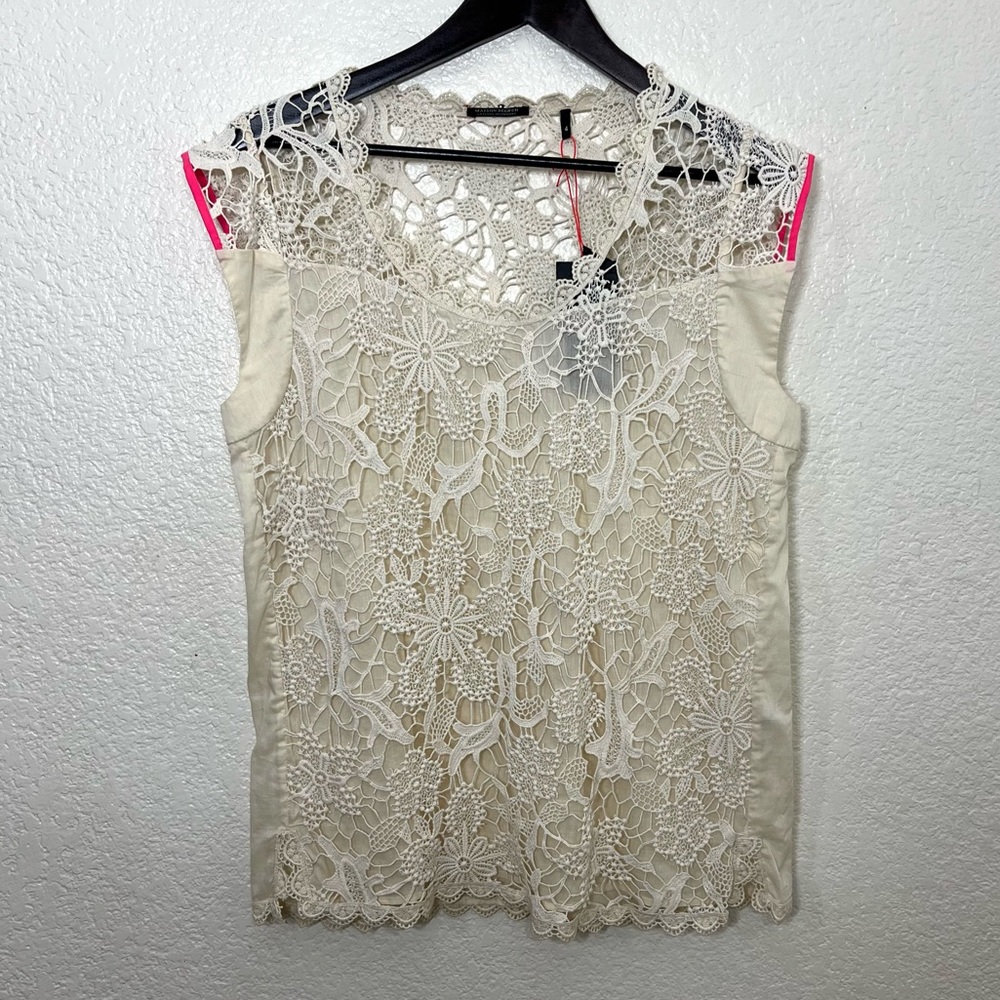 Maison Scotch Lace Sleeveless Top Cream Ivory Size 4